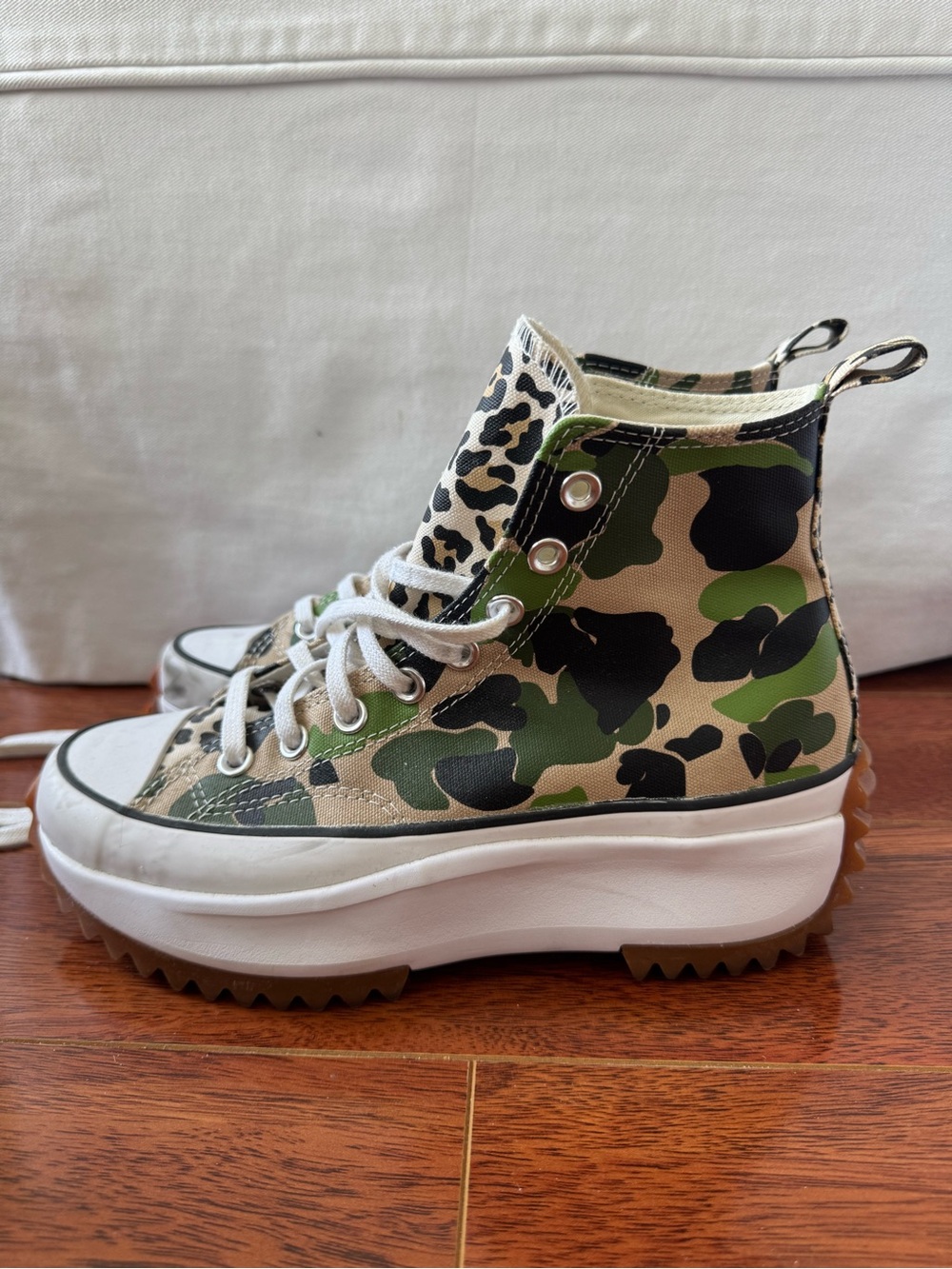 Converse Camouflage Run Star Hike Platform Sneakers With Leopard Print Inserts